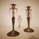 Set of 2 metal candlesticks with stamps