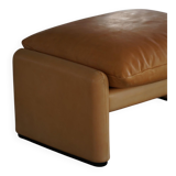 Maralunga ottoman in leather, Vico Magistretti for Cassina, Italian modern, 1973