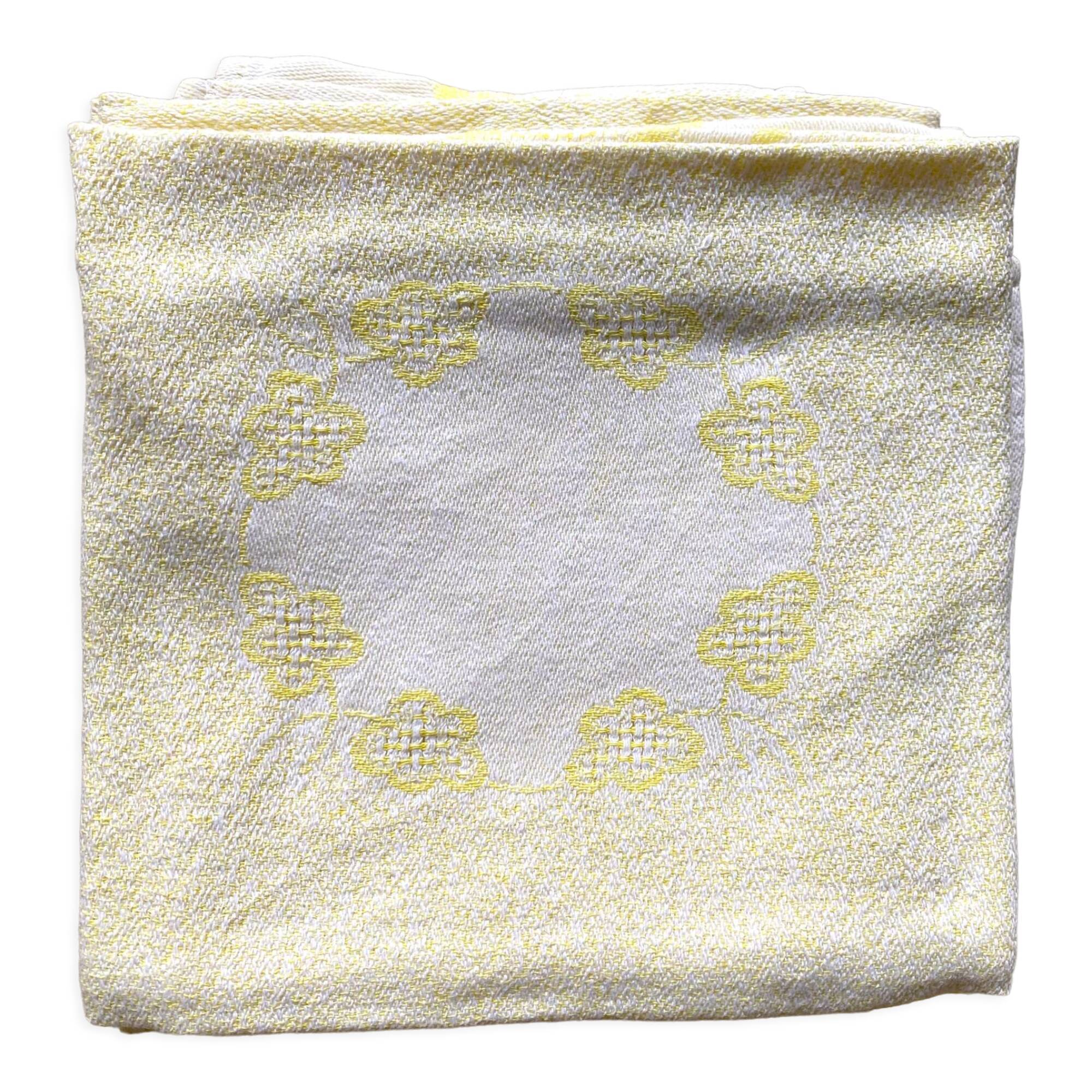 Serviettes de table vintage jaune et blanc