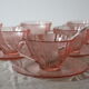 6 pink Vereco coffee cups in excellent condition