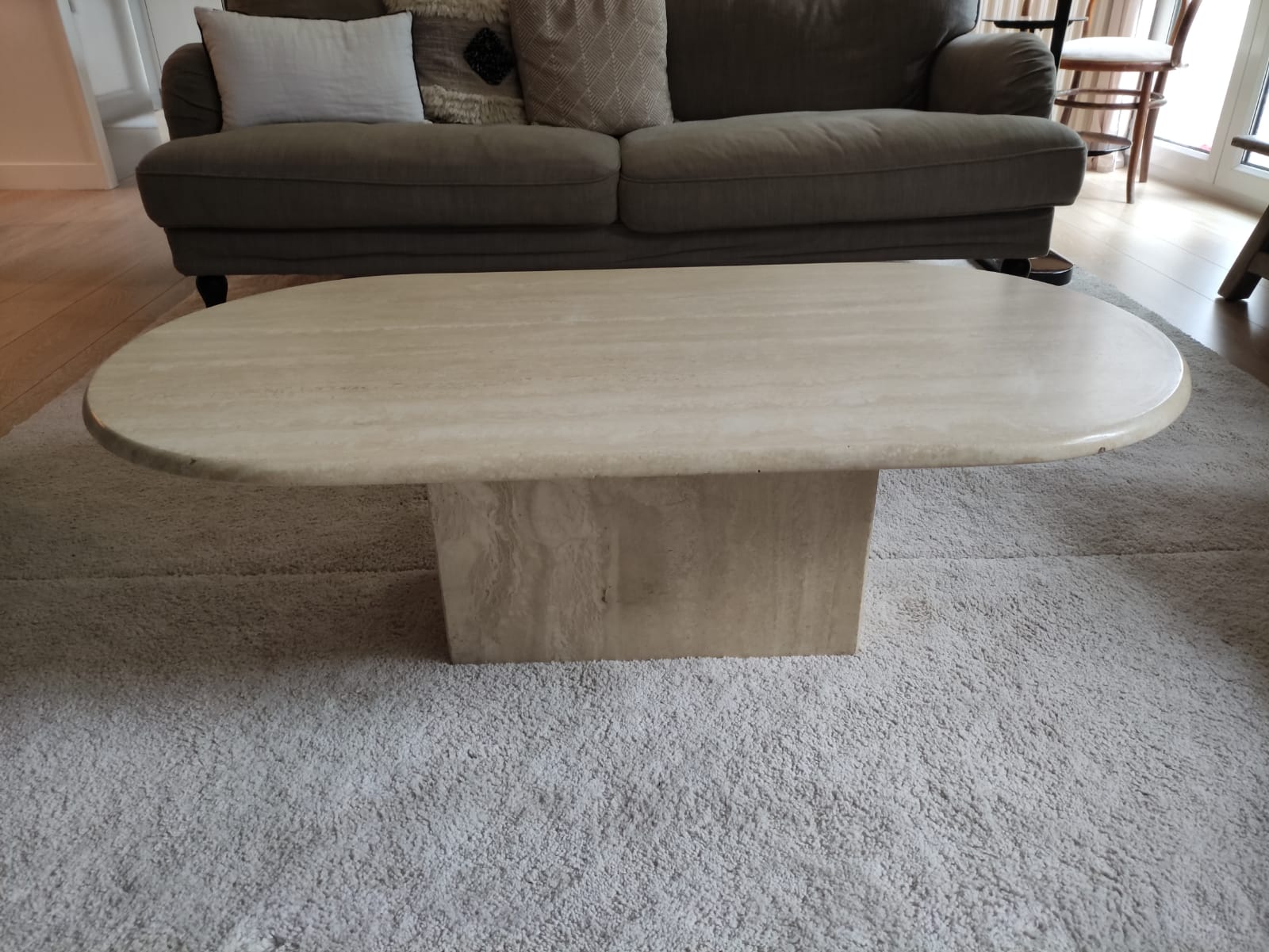 Travertine coffee table