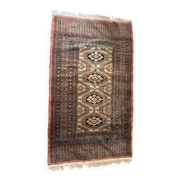 Handmade oriental rug pakistan boukhara pattern 150x90cm wool