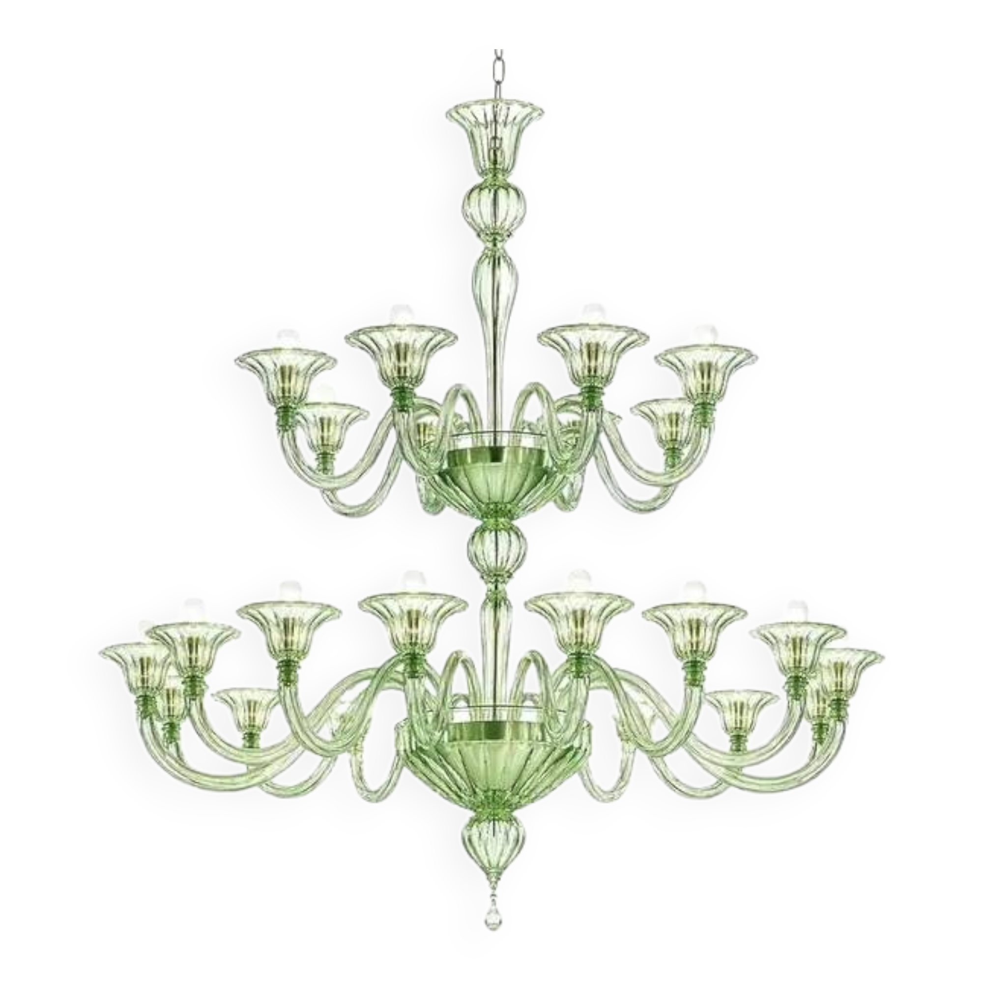 Monumental Murano Glass Chandelier with Rigadin Detailing by Simoeng