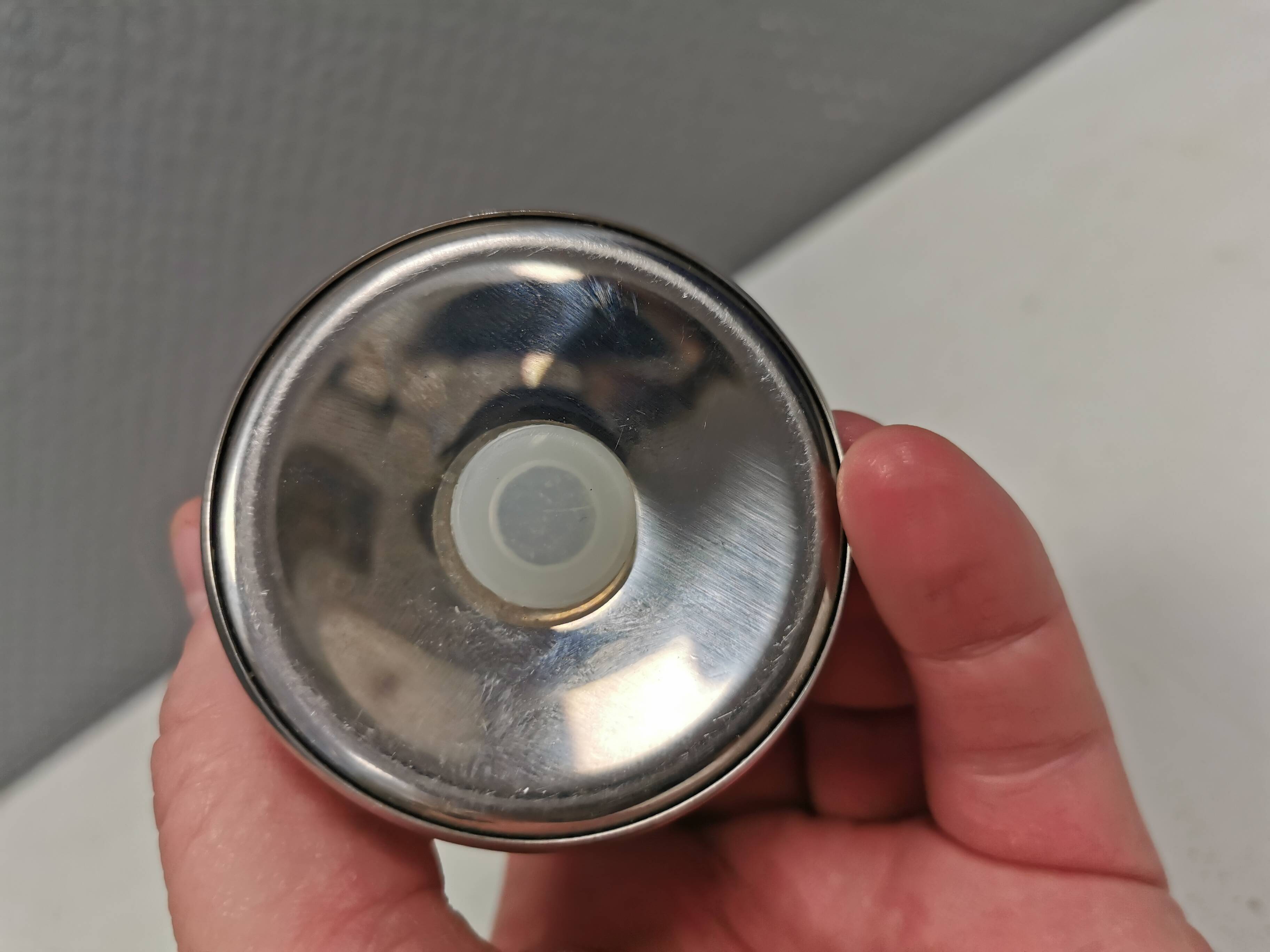 A beautiful stainless steel salt and pepper set, space age style 1980s.