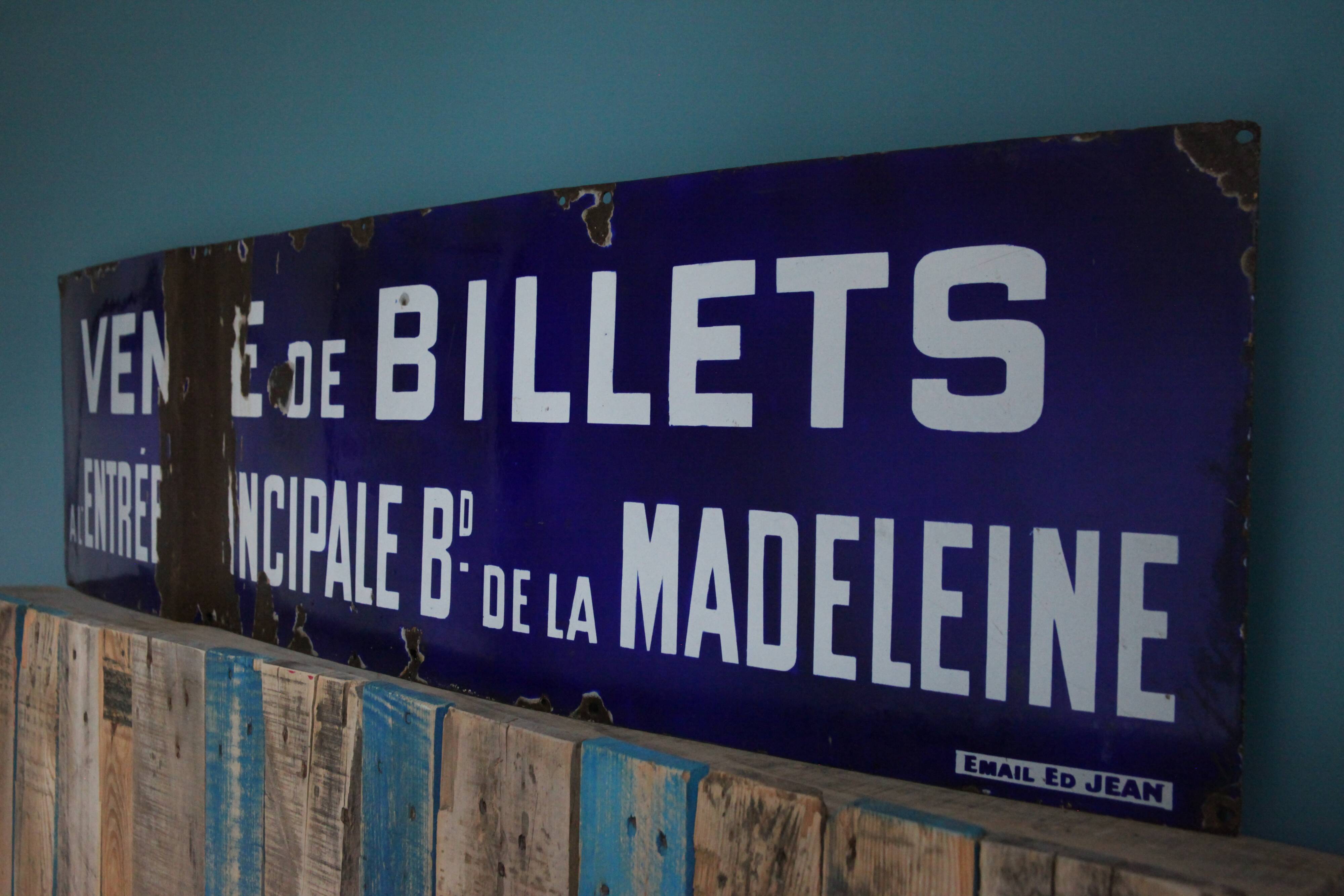 Paris metro enamel plate Boulevard de la Madeleine