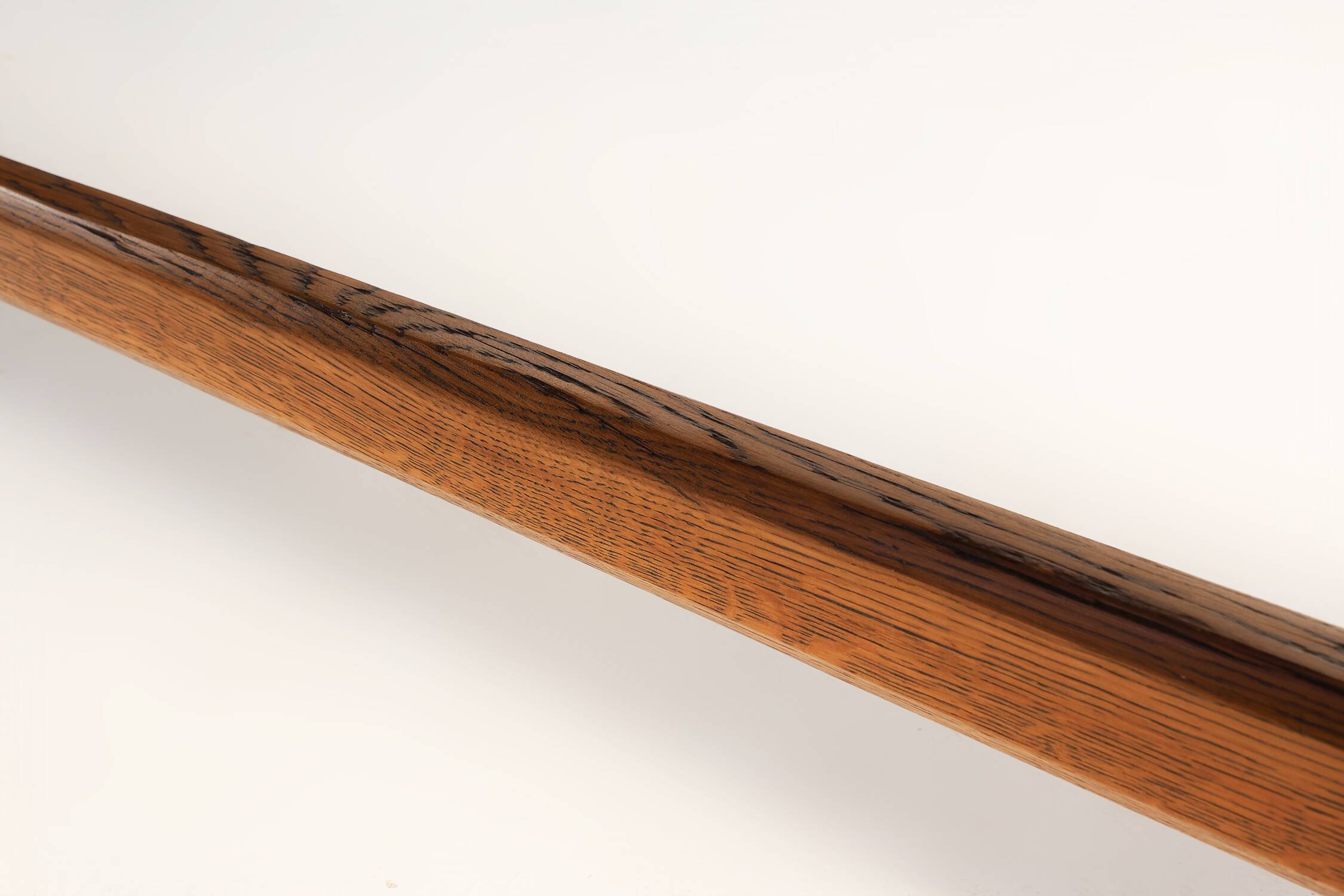 French Extra long solid elm wooden monastery bench, ca. 1850