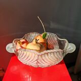 Ancienne coupe à fruits en cristal au plomb dépoli