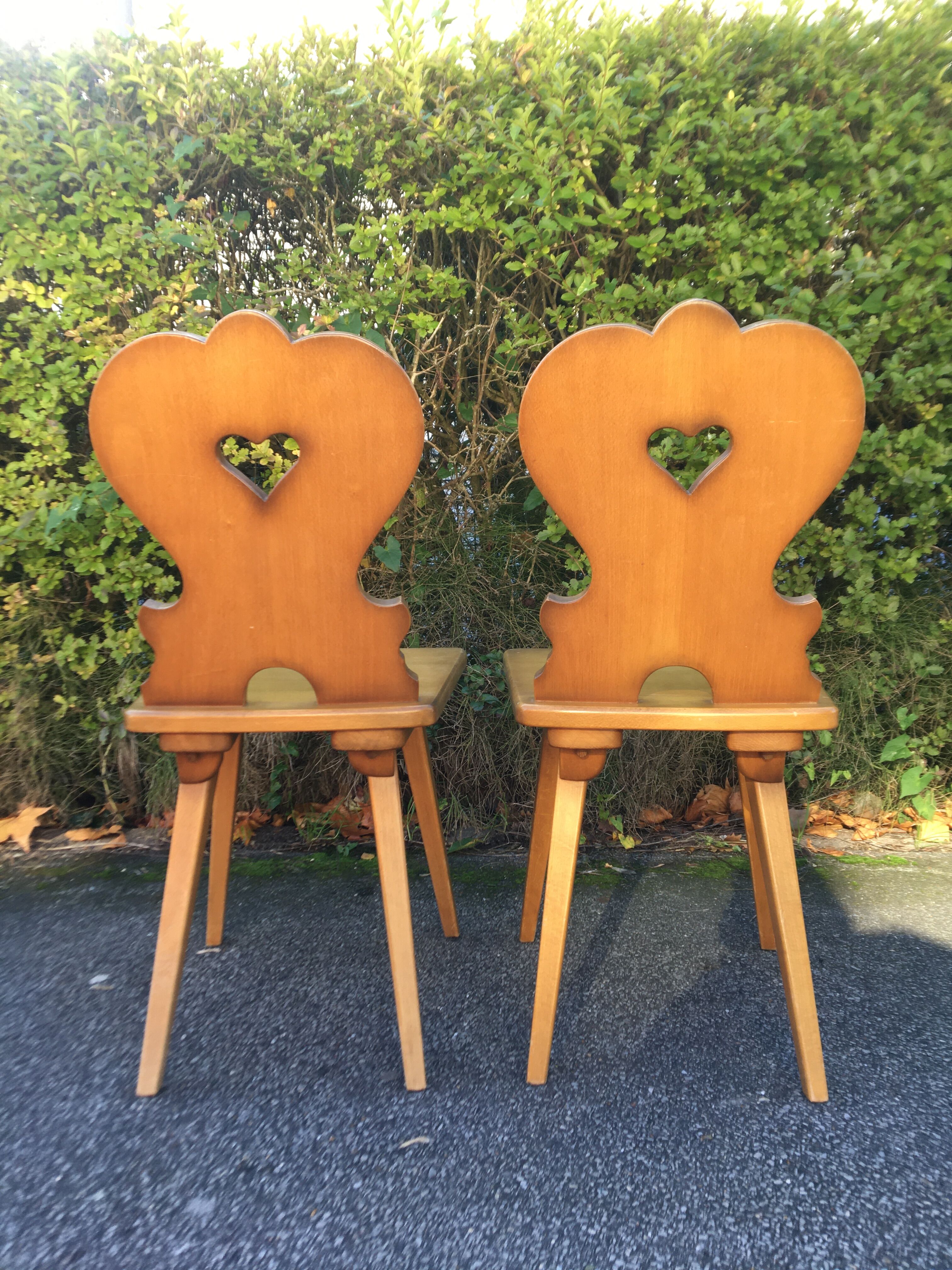 Pair of 70's light wood mountain chairs