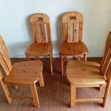 Set of 4 80s pine chairs