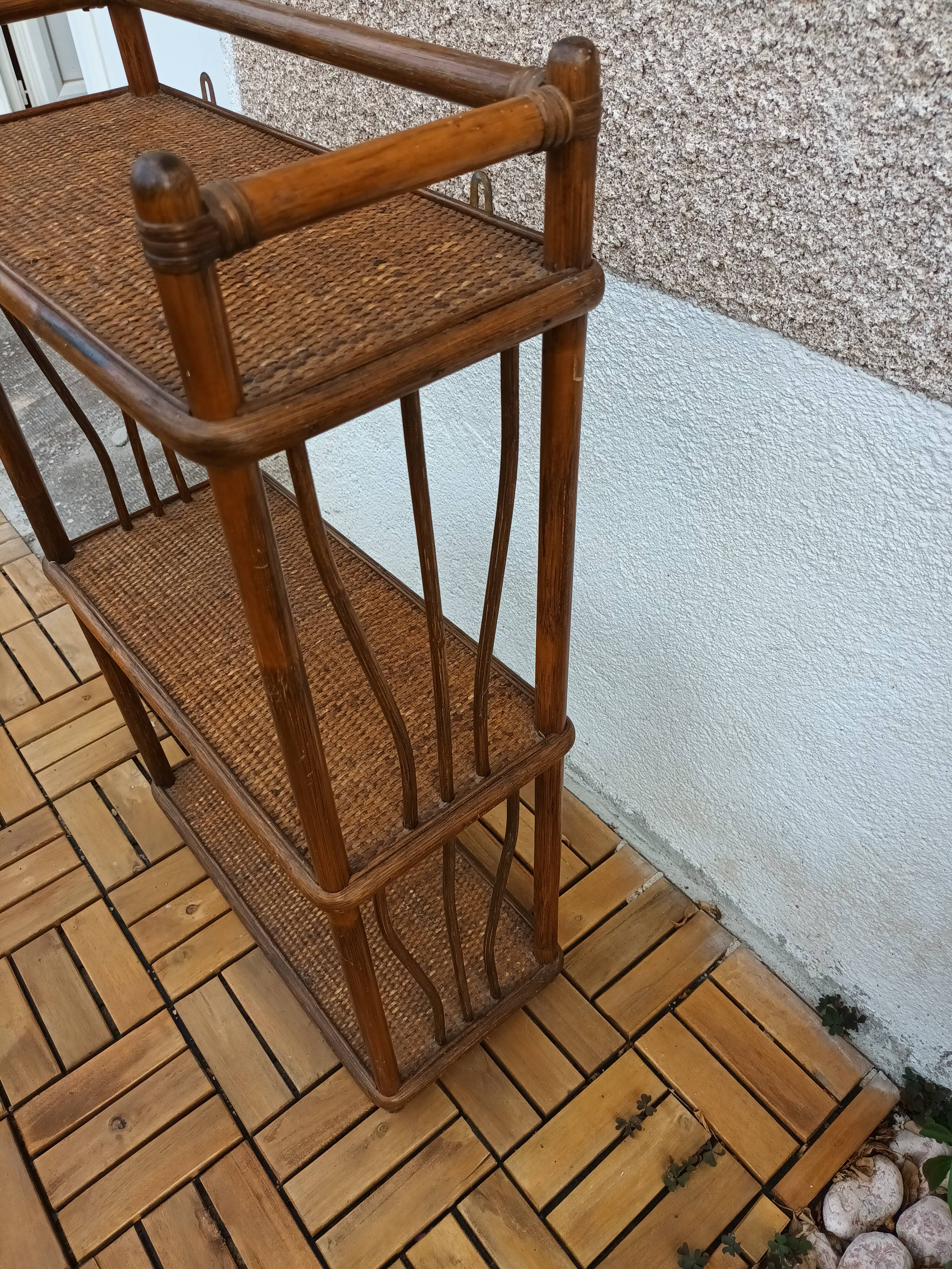 Vintage rattan shelf and canning