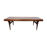 Table basse en palissandre avec carreaux bleus conçue par Johannes Andersen, années 1960