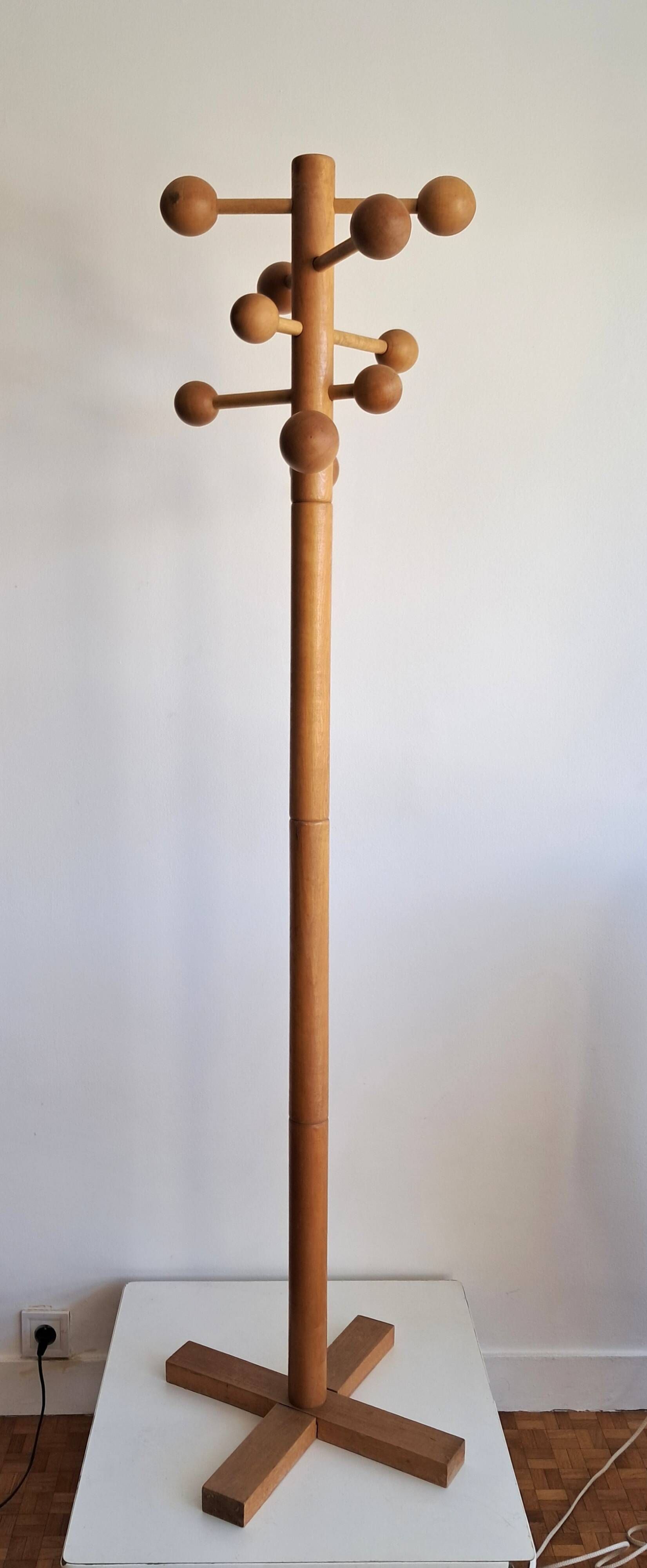 Modernist pine coat rack 1970.