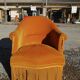 Fauteuil crapaud vintage- Velours jaune d'or.