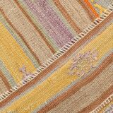 Warm Earth Tones Striped Turkish Kilim Rug, 135x168 Cm