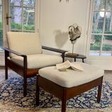 Fauteuil & Ottoman Hans Olsen – Vatne Møbler Danemark, 1960 Palissandre