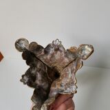 Candle holder in vintage gilded bronze plant leaf