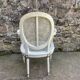 White and blue caned medallion armchair Louis XVI