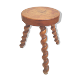 Tripod wood stool twisted feet