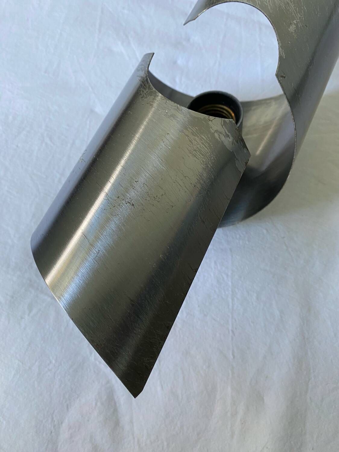 Brushed stainless steel wall light by Oxar France, vintage 1970s