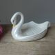Soap holder or swan trinket in vintage iridescent white ceramic, swan sponge holder, jewelry holder