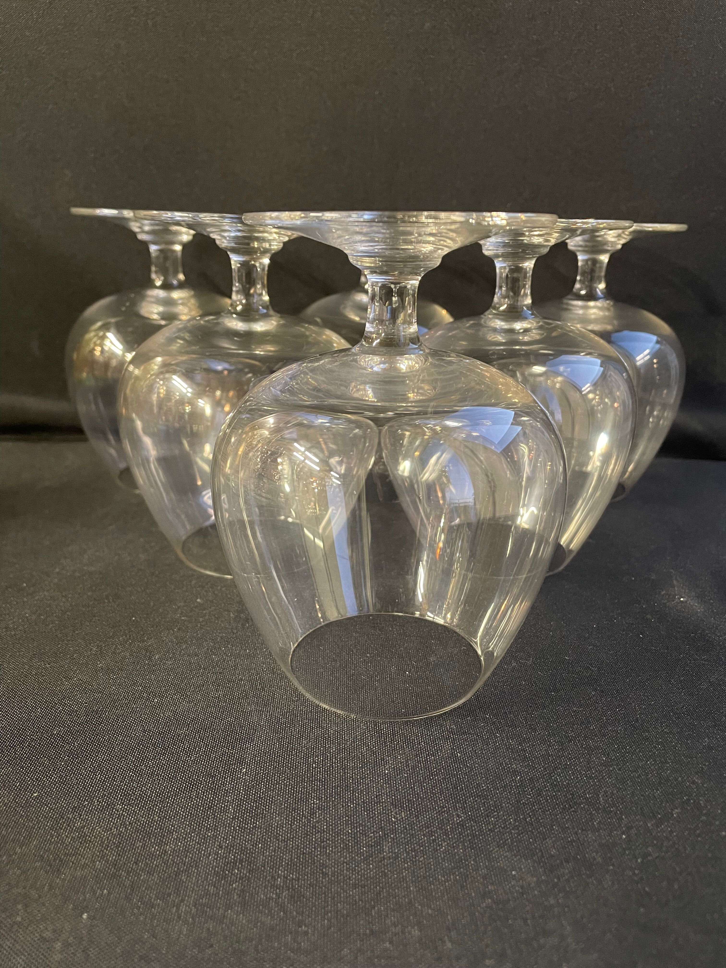 6 old tasting balloon glasses (cognac/armagnac) - light blown crystal