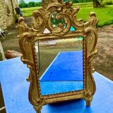 Carved and gilded wooden mirror with mercury ice sheet, Louis XV XVIIIth