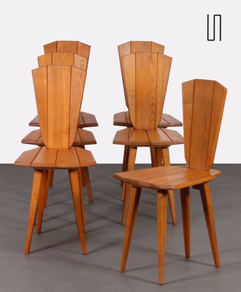 Suite of 6 chairs by Franciszek Aplewicz for LAD, 1960