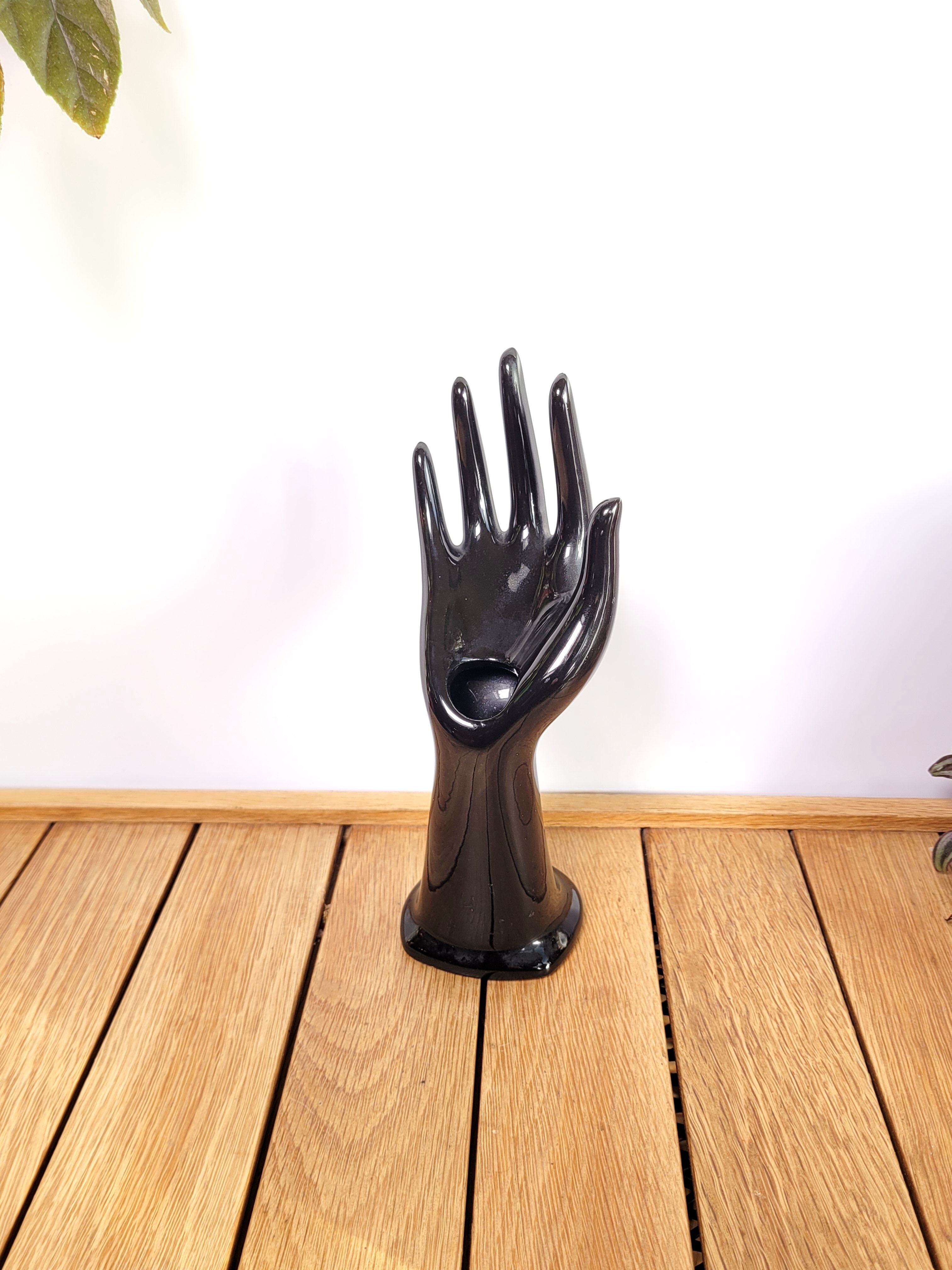 Hand ring soliflore black ceramic