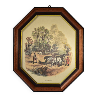 Octo frame with autumn scene engraving signed B.Foster.