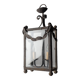 Wrought iron lantern with glass panels, leaf motifs