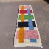 Handmade natural wool hallway rug, size 75 x 300 cm