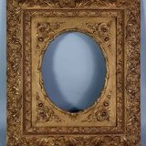 Old frame view rectangle or oval wood gilded stucco 58x48 cm SB108