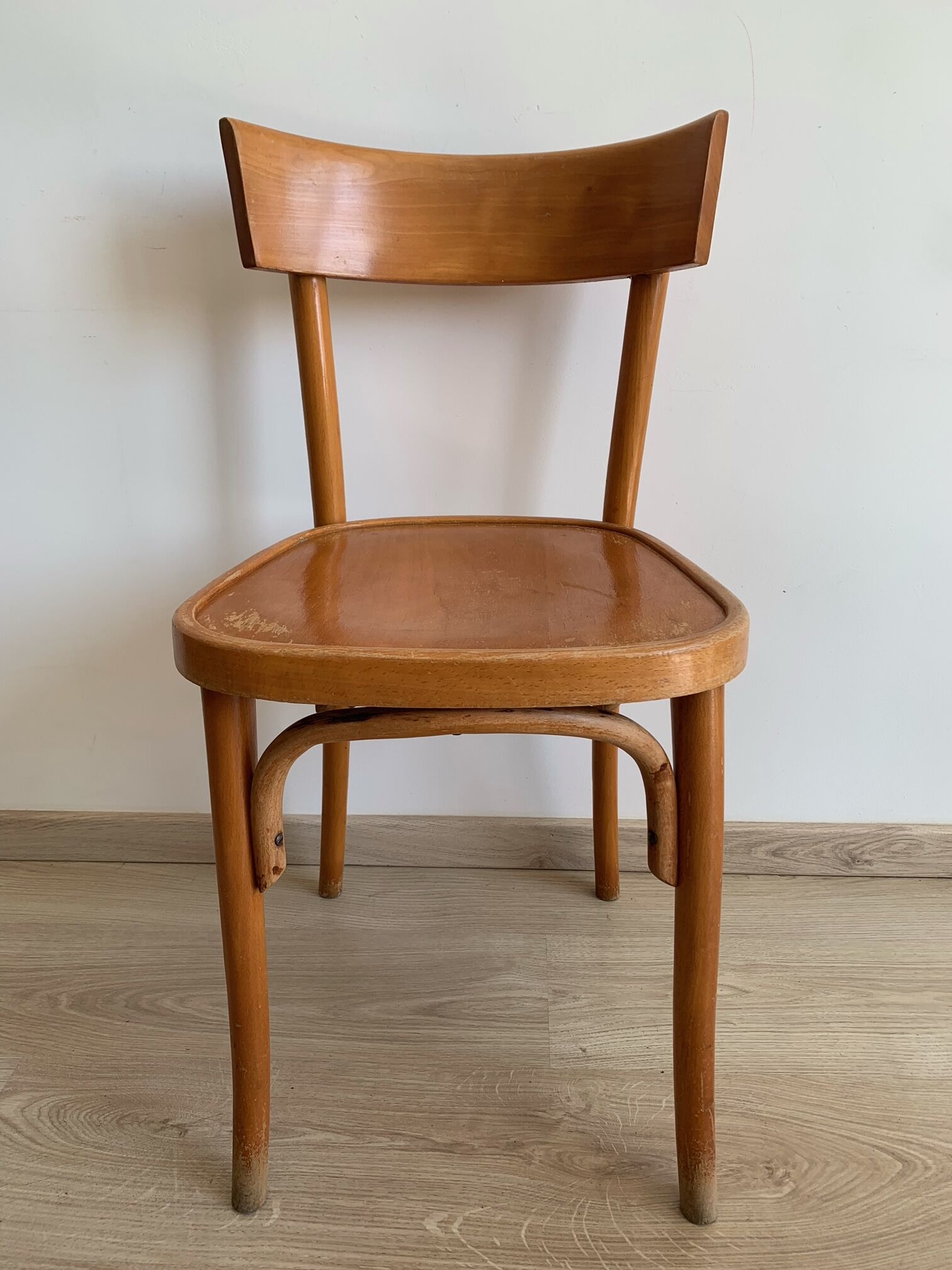 Set of 4 vintage wooden bistro chairs