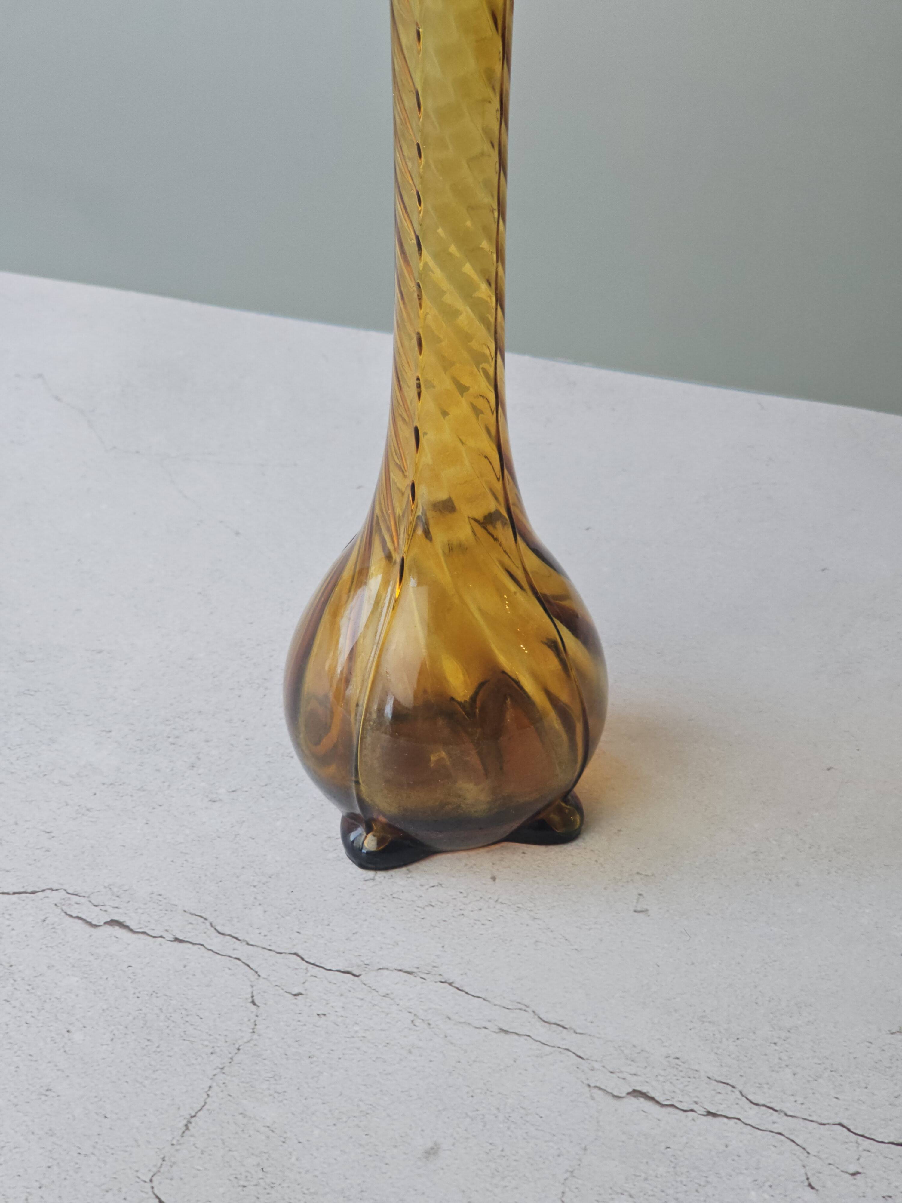 Vintage amber glass bud vase