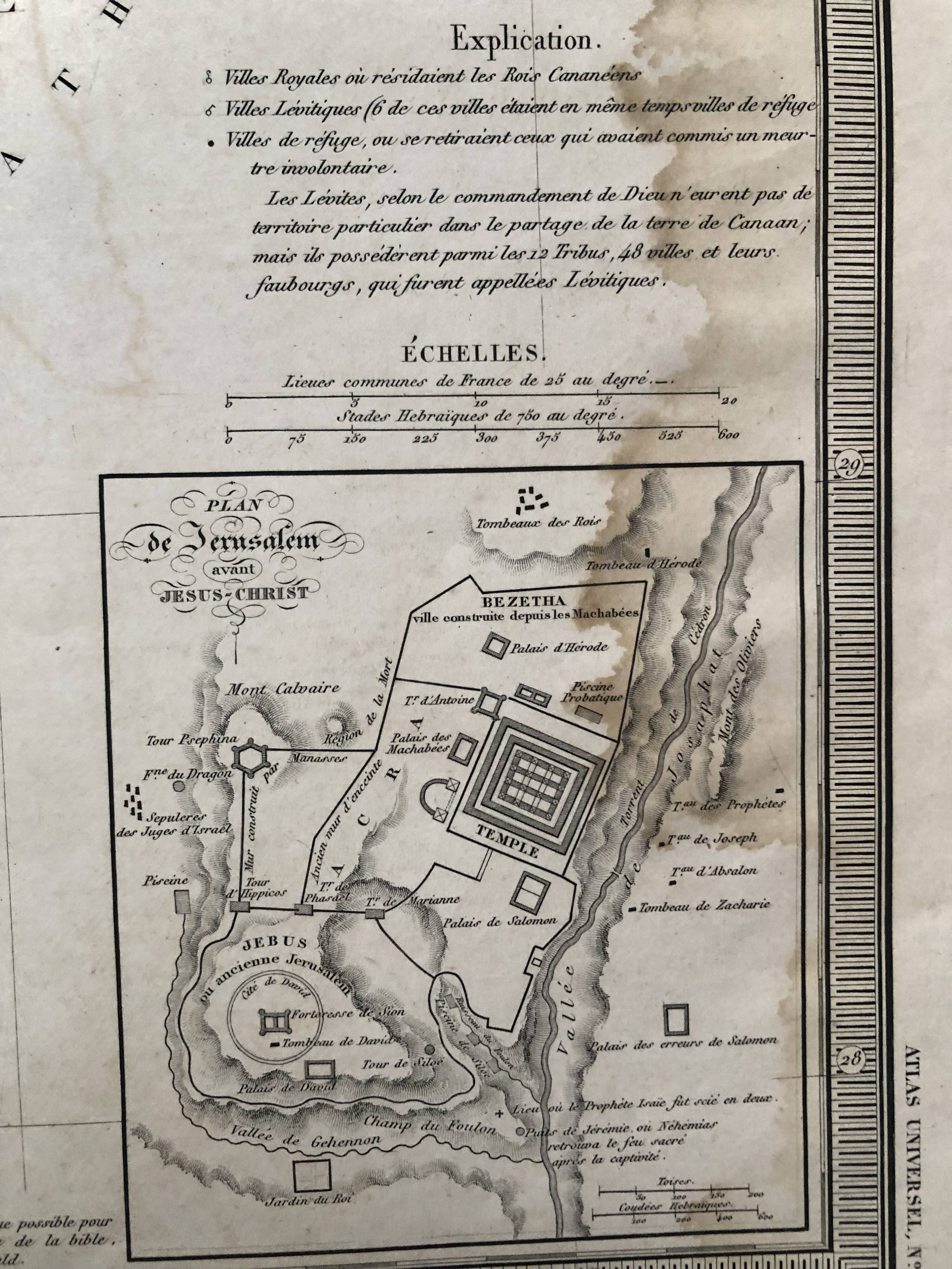 Large atlas map 1834 palestine & arabia petree by andriveau-goujon, history of the hebrews, plan