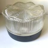 Vintage Scandinavian Midcentury wall or ceiling light in metal & glass