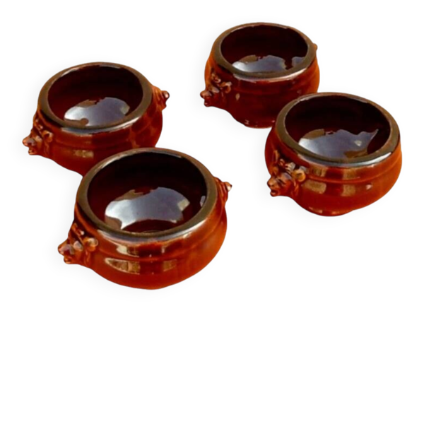 4 Bols soupe à l' oignon  Céramique émaillée Décor '' tête de Lion