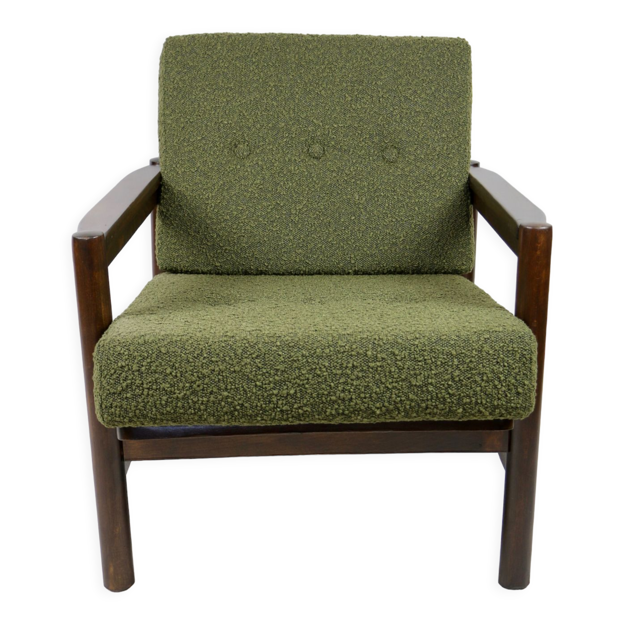 Vintage Armchair in Olive Boucle, 1970s