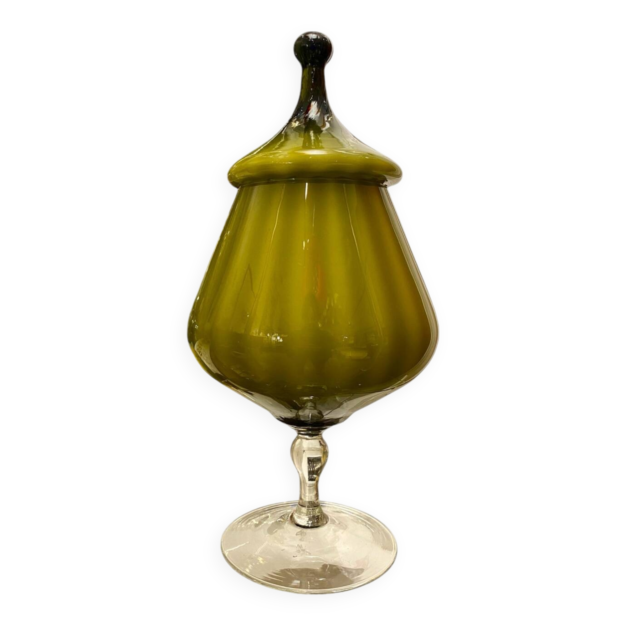 Empoli opaline glass candy box 1960