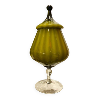 Empoli opaline glass candy box 1960