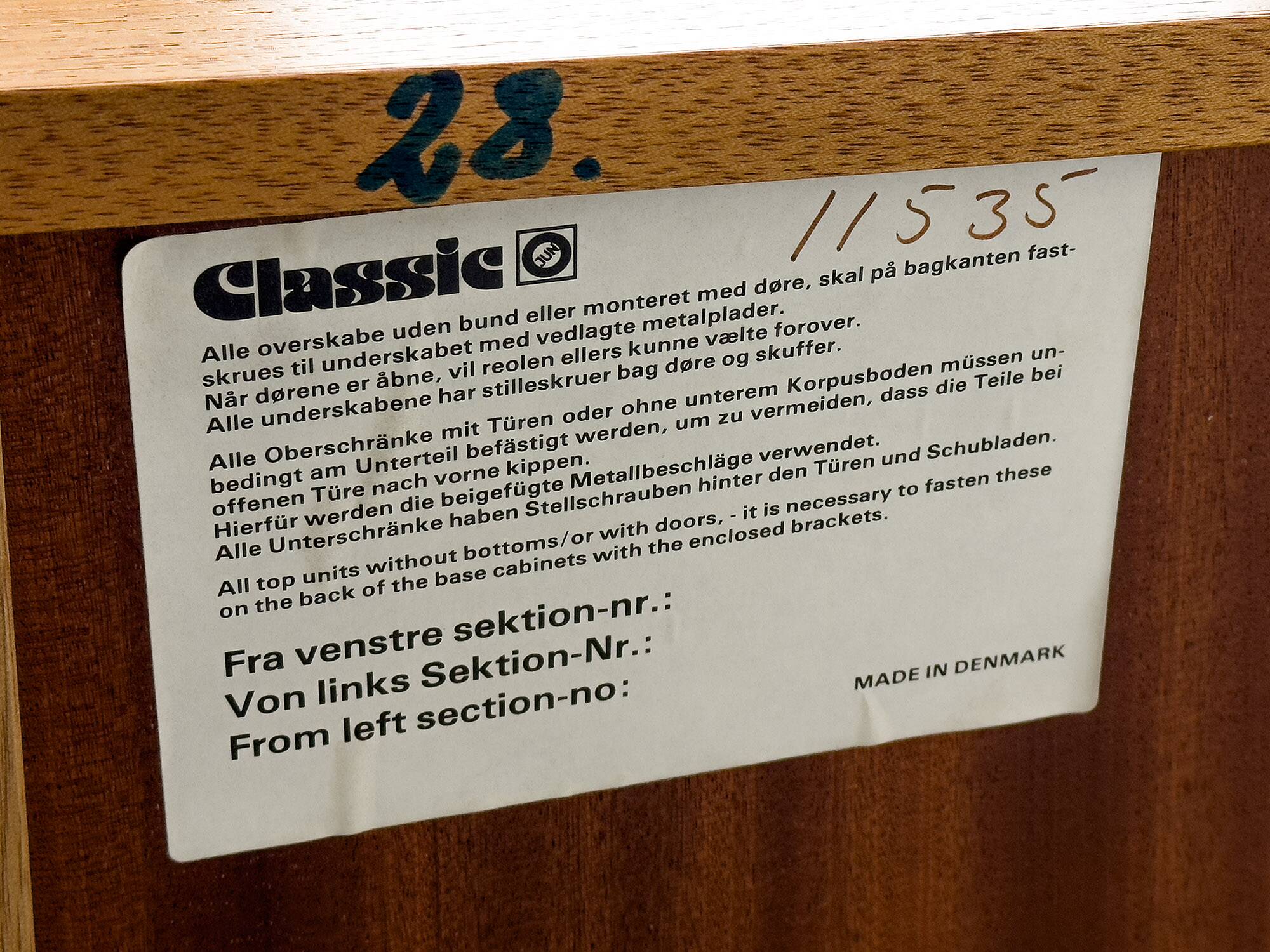 Commode danoise à 8 tiroirs en teck d'Omann Jun, 1970