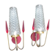 Pair of wall lights Vintage 1950s/60s glass/brass/red flames plastic