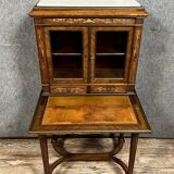Bonheur du jour desk in Louis XVI style in precious wood marquetry circa 1850