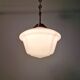 Large Art Deco pendant light in white opaline, 1930.