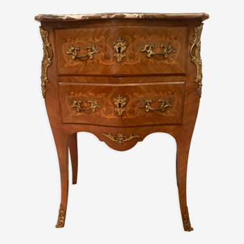 Curved wooden veneer chest of drawers Louis XV / XX century style