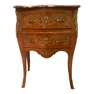 Curved wooden veneer chest of drawers Louis XV / XX century style