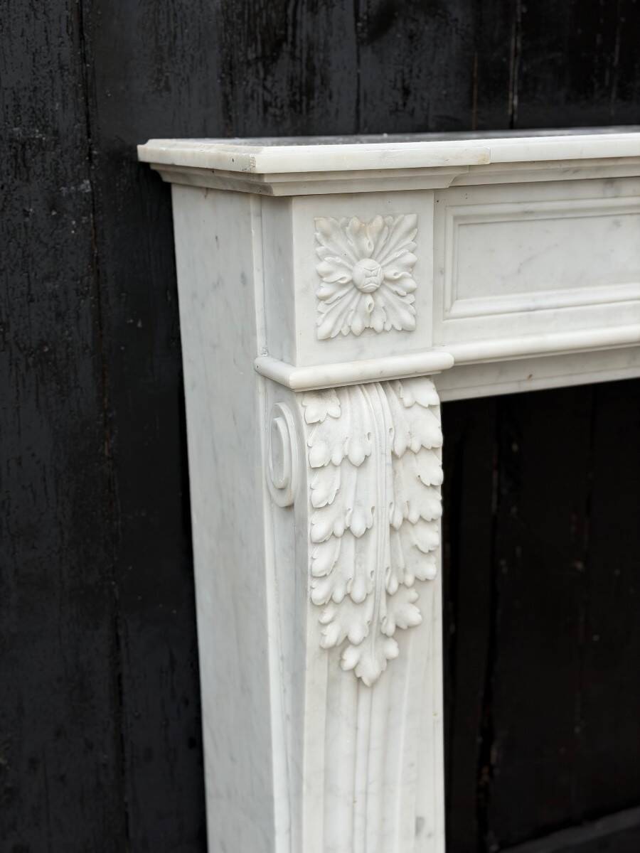 Louis XVI style Carrara marble fireplace circa 1880