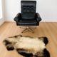 Vintage Danish mid-century black leather swivel chair 1970s