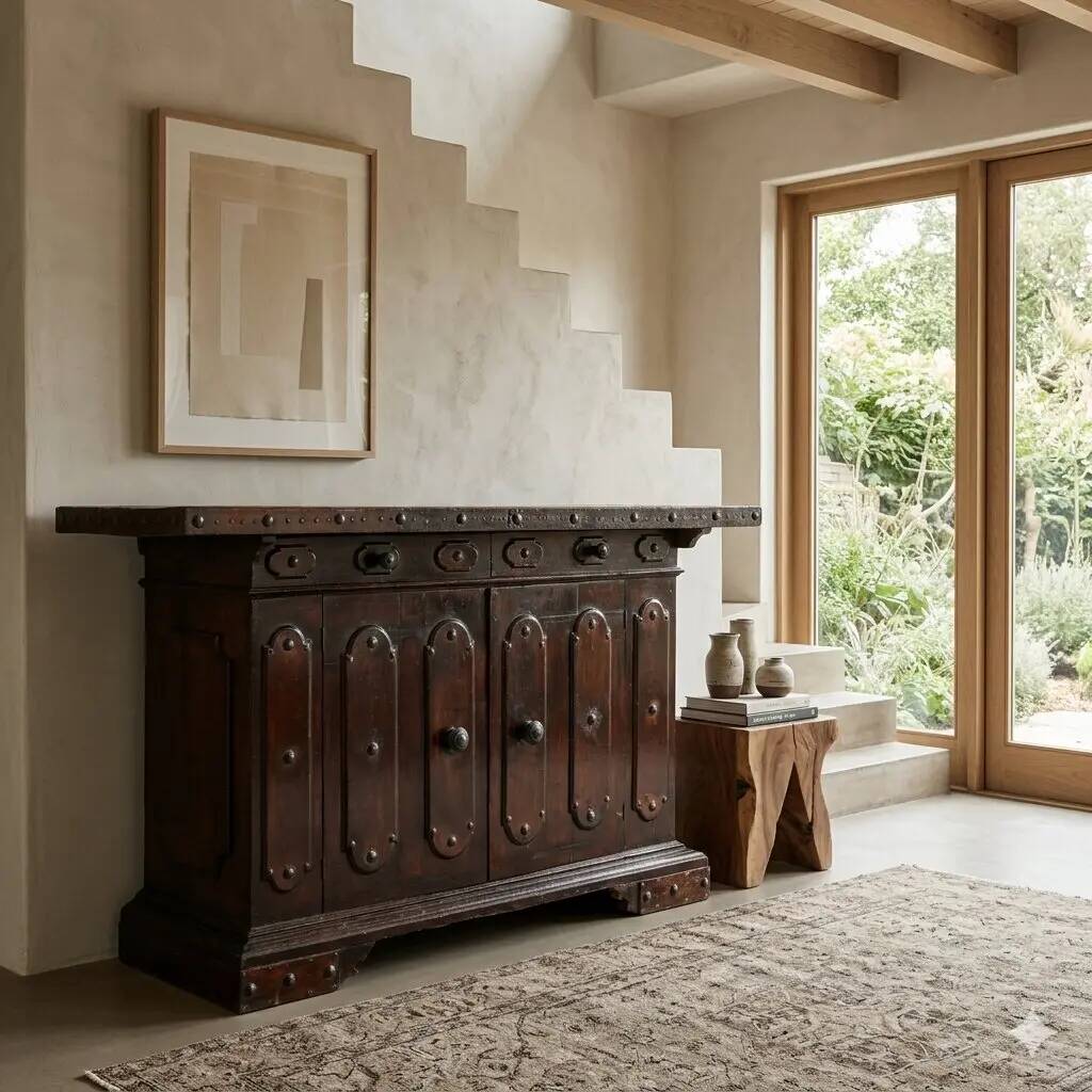 Ancient baroque buffet in walnut, Italy, 18th century