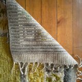 Mid-century Modern High Pile, Yellow, White, Green & Grey Rya Rug, Sweden, 1960s